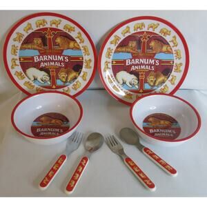 Vintage Nabisco Barnum's Animal Crackers Set Plates/Bowls/Utensils 2001 Y2K